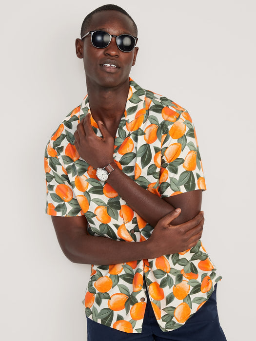 Short-Sleeve Printed Camp Shirt for Men