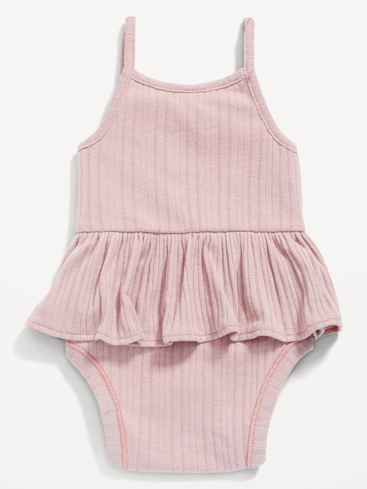 Sleeveless Pointelle-Knit Peplum Bodysuit for Baby