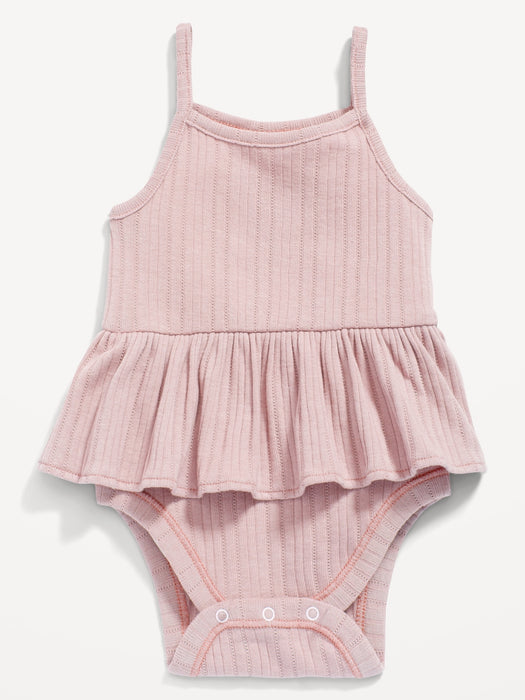 Sleeveless Pointelle-Knit Peplum Bodysuit for Baby