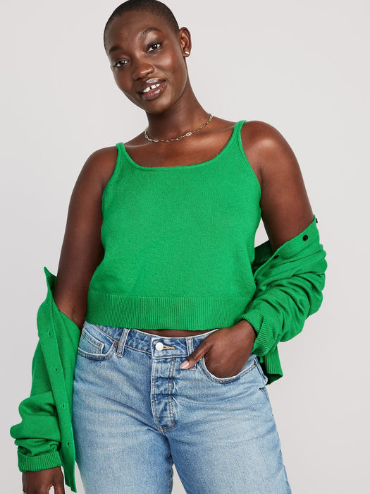 Cozy Cropped Sweater Tank Top for Women