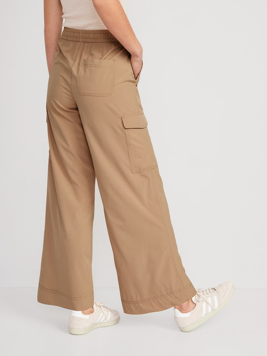 High-Waisted StretchTech Cargo Wide-Leg Pants for Women