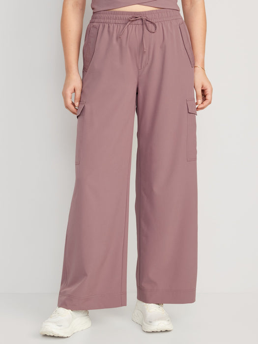 High-Waisted StretchTech Cargo Wide-Leg Pants for Women