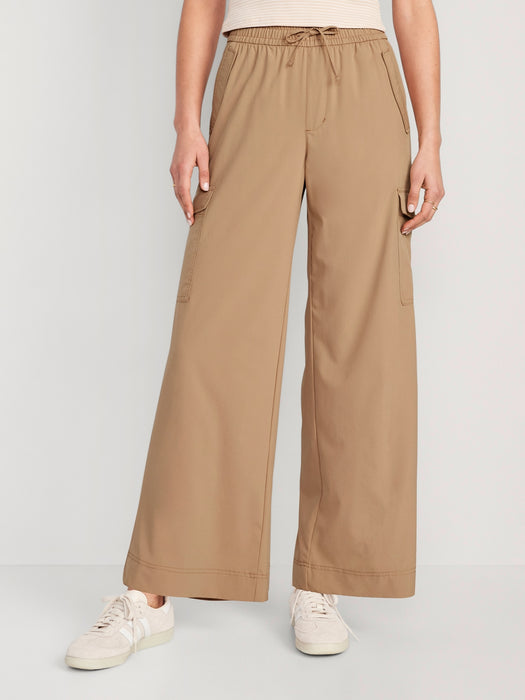 High-Waisted StretchTech Wide-Leg Cargo Pants for Women