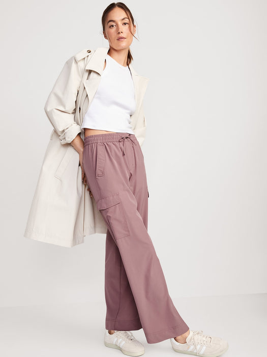 High-Waisted StretchTech Cargo Wide-Leg Pants for Women