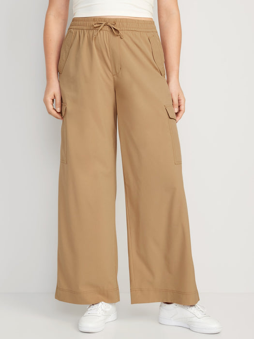 High-Waisted StretchTech Wide-Leg Cargo Pants for Women