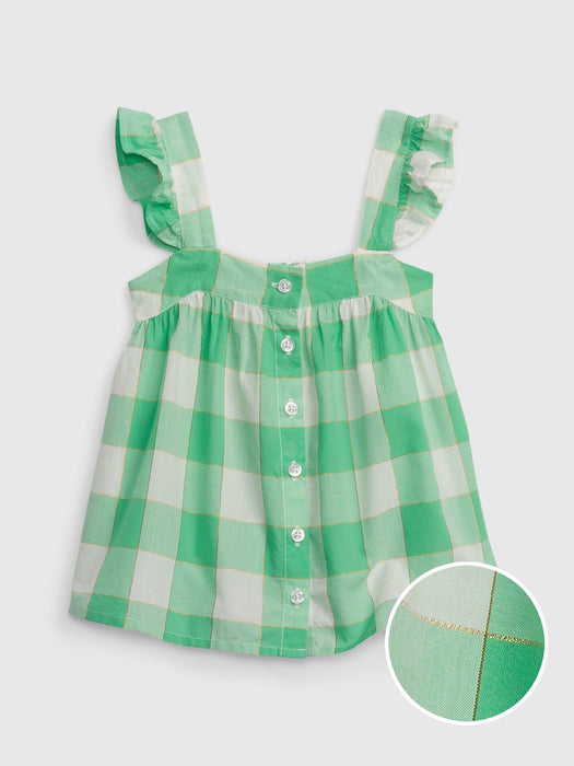 Toddler Shiny Gingham Button-Front Top
