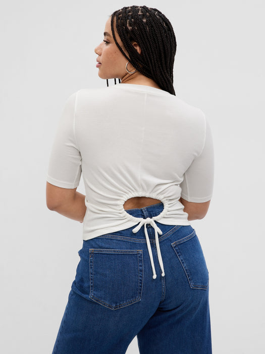 Mini Rib Keyhole T-Shirt