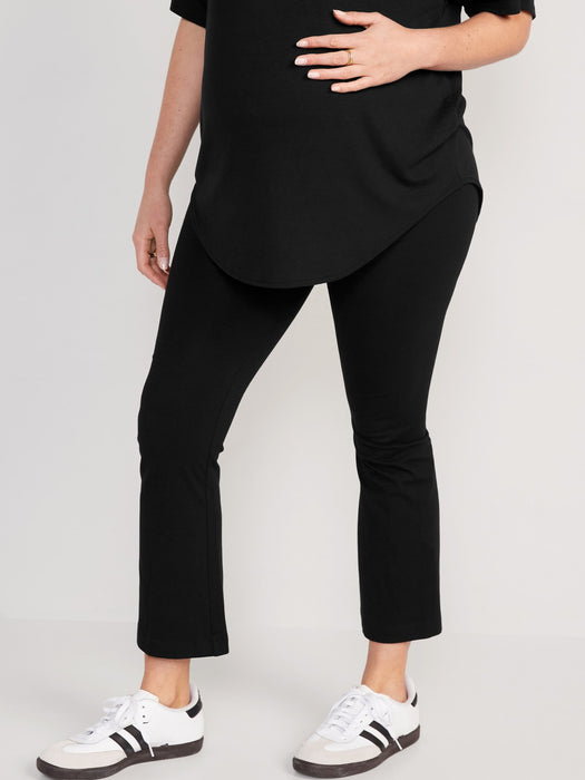 Maternity Rollover-Waist Cropped Flare Jersey Leggings