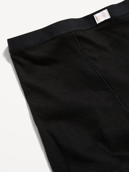 High-Waisted Ribbed Boyshort Briefs -- 3-inch inseam