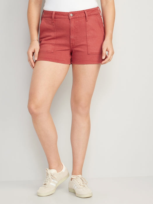 High-Waisted OG Loose Pop-Color Jean Utility Shorts for Women -- 3-inch inseam