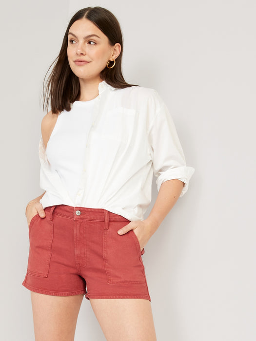 High-Waisted OG Loose Pop-Color Jean Utility Shorts for Women -- 3-inch inseam