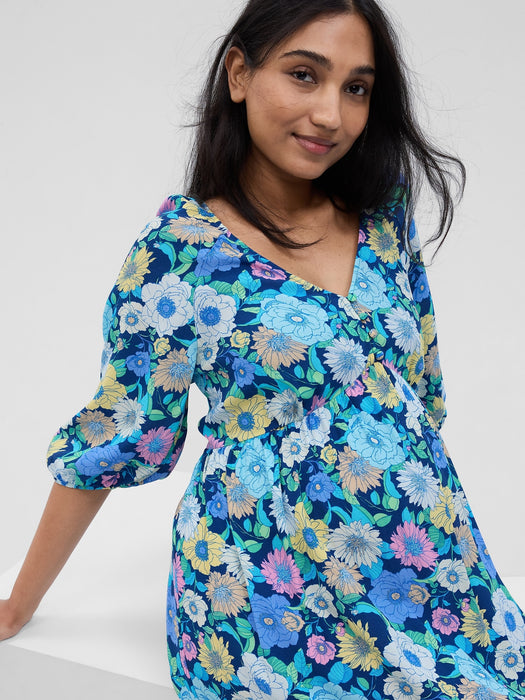 Maternity Balloon Sleeve Midi Dress