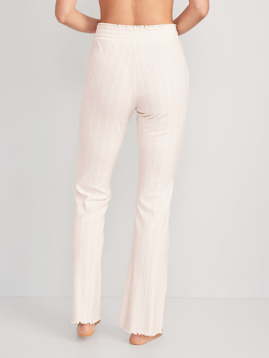 High-Waisted Pointelle-Knit Boot-Cut Pajama Pants for Women