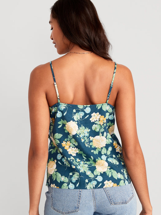 Printed Ruffled Wrap-Effect Cami Blouse for Women