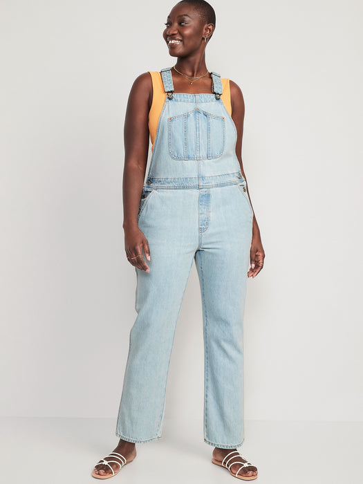 Slouchy Straight Ankle Jean Overalls