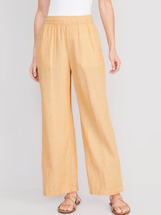 High-Waisted Linen-Blend Wide-Leg Pants for Women