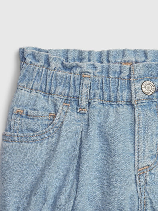 Baby 100% Organic Cotton Bubble Denim Shorts with Washwell