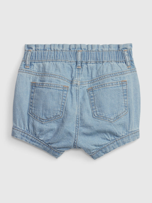 Baby 100% Organic Cotton Bubble Denim Shorts with Washwell