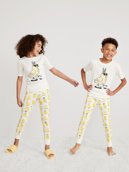Matching Gender-Neutral Snug-Fit Printed Pajama Set for Kids