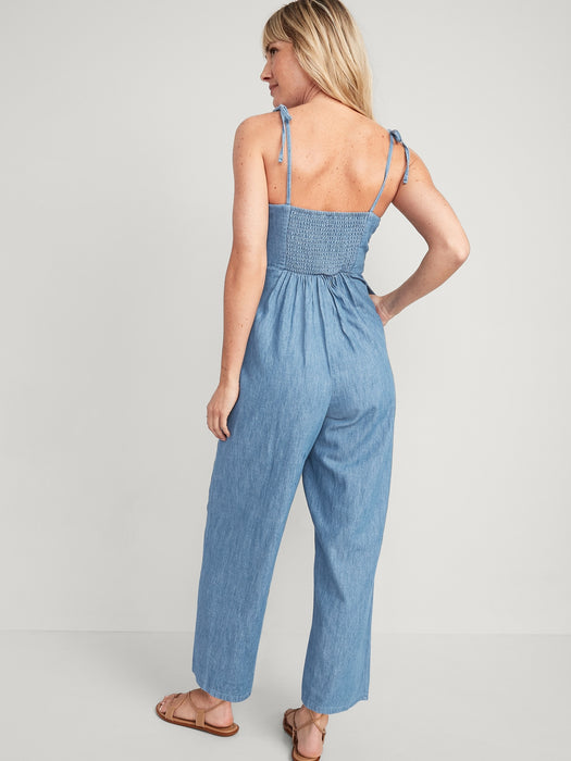 Tie-Strap Twist-Front Jumpsuit for Women