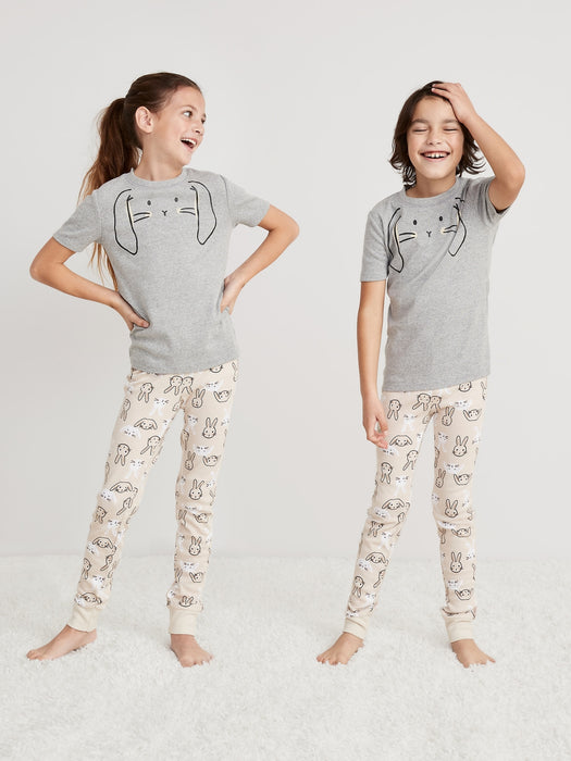 Matching Gender-Neutral Snug-Fit Printed Pajama Set for Kids