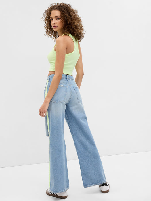 PROJECT GAP Low Rise Side Stripe Wide Baggy Jeans with Washwell