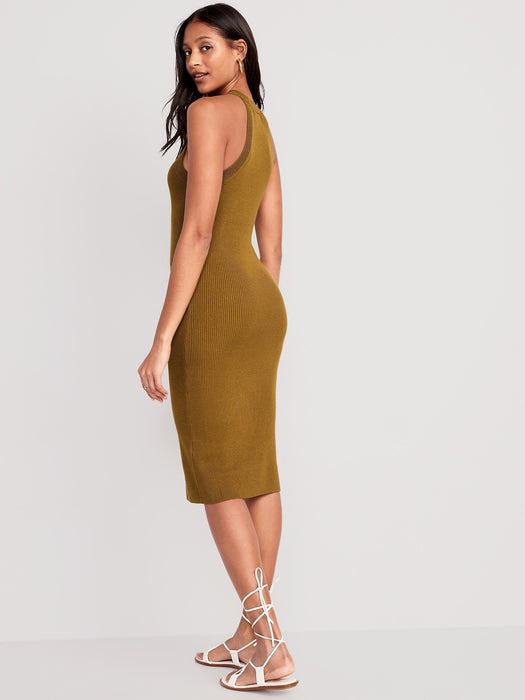 Fitted Sleeveless Rib-Knit Midi Sweater Dress for Women GAP (International) Fitted Sleeveless Rib-Knit Midi Sweater Dress for Women GAP (International)