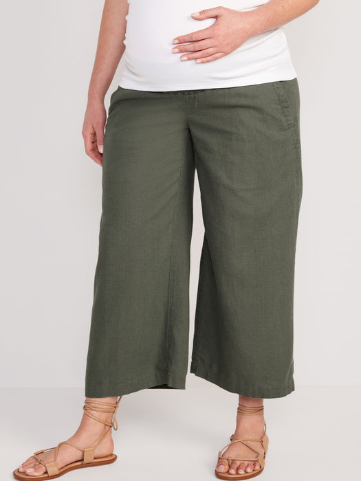 Maternity Linen-Blend Wide-Leg Pants