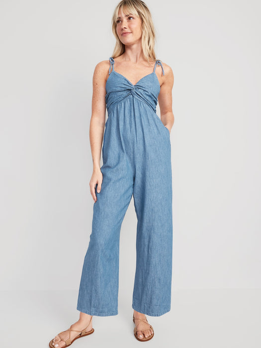 Tie-Strap Twist-Front Jumpsuit for Women