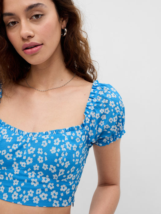 PROJECT GAP 100% Organic Cotton Puff Sleeve Crop Top