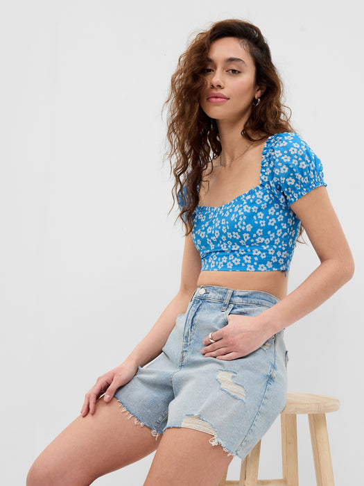 PROJECT GAP 100% Organic Cotton Puff Sleeve Crop Top