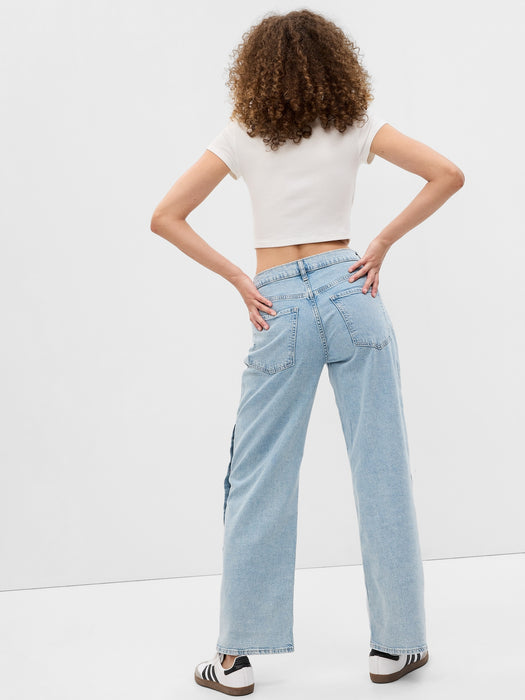 PROJECT GAP Low Rise Snap Side Baggy Jeans with Washwell