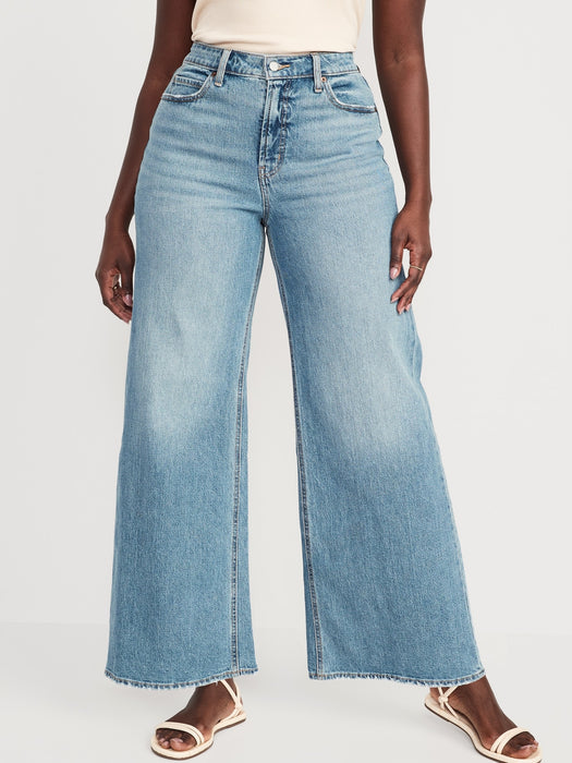 Extra High-Waisted A-Line Wide-Leg Jeans for Women