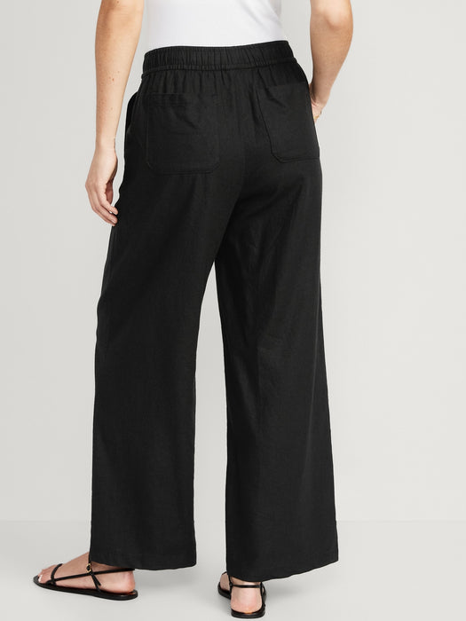 High-Waisted Linen-Blend Wide-Leg Pants for Women