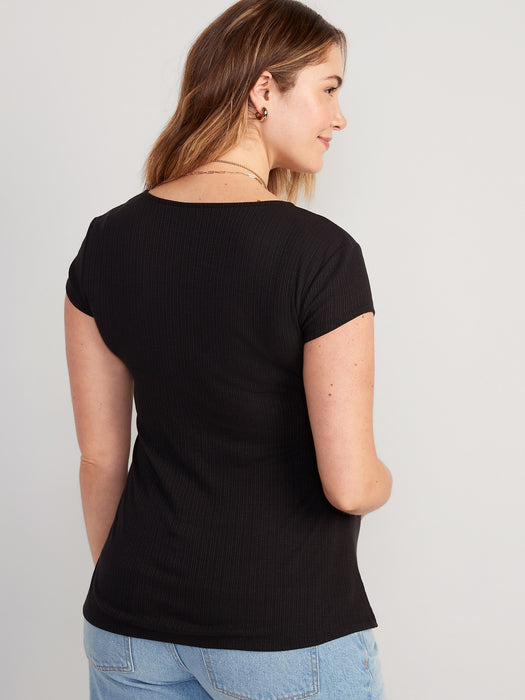 Maternity Wrap-Effect Ribbed Slub-Knit T-Shirt