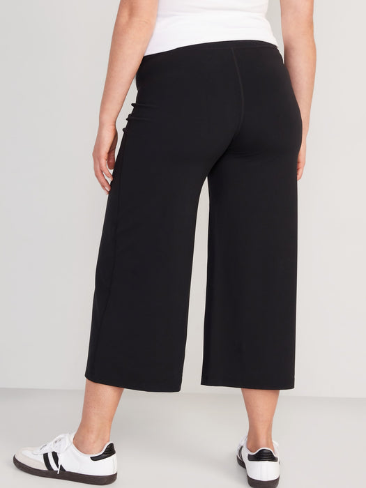 Maternity Rollover-Waist PowerLite LYCRA® ADAPTIV Cropped Wide-Leg Pants