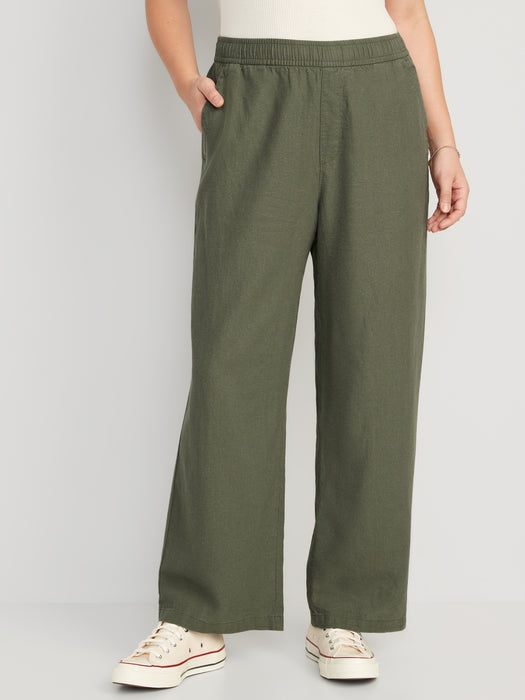 High-Waisted Linen-Blend Wide-Leg Pants for Women