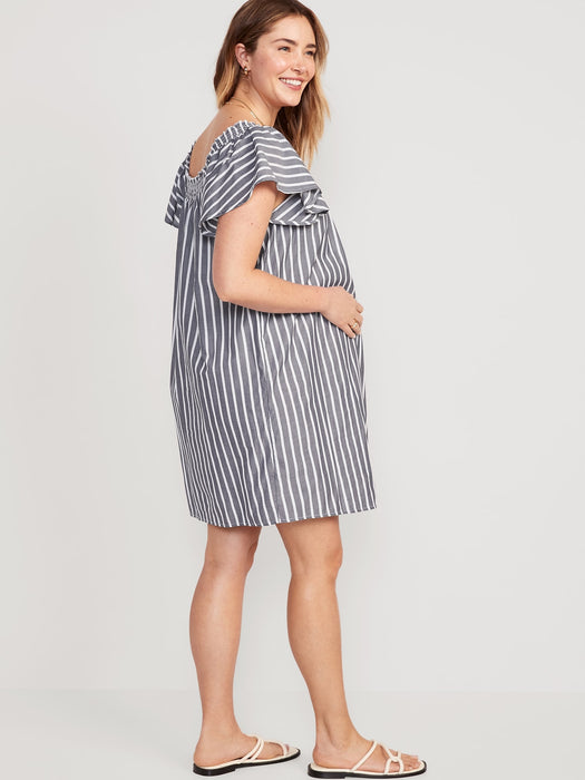 Maternity Smocked Flutter-Sleeve Nightgown