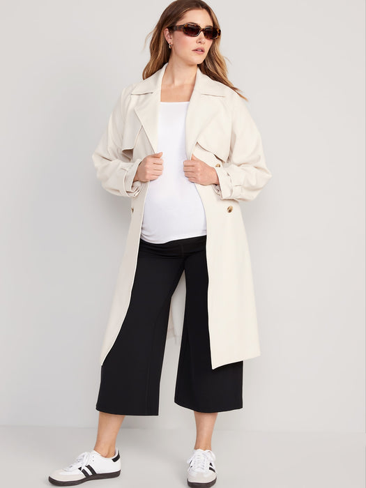 Maternity Rollover-Waist PowerLite LYCRA® ADAPTIV Cropped Wide-Leg Pants