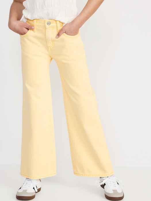 High-Waisted Pop-Color Baggy Wide-Leg Jeans for Girls