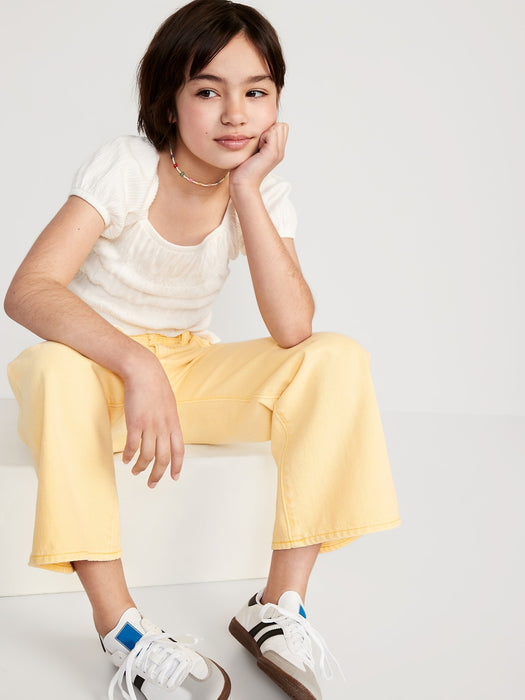 High-Waisted Pop-Color Baggy Wide-Leg Jeans for Girls