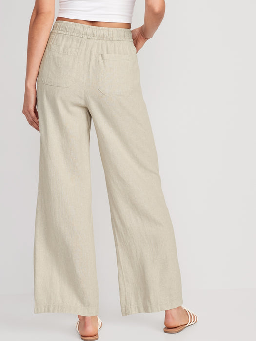 High-Waisted Linen-Blend Wide-Leg Pants for Women