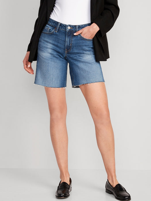 Mid-Rise OG Loose Jean Cut-Off Shorts for Women -- 7-inch inseam