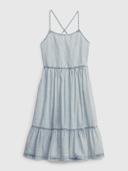Kids Denim Tiered Dress with Washwell