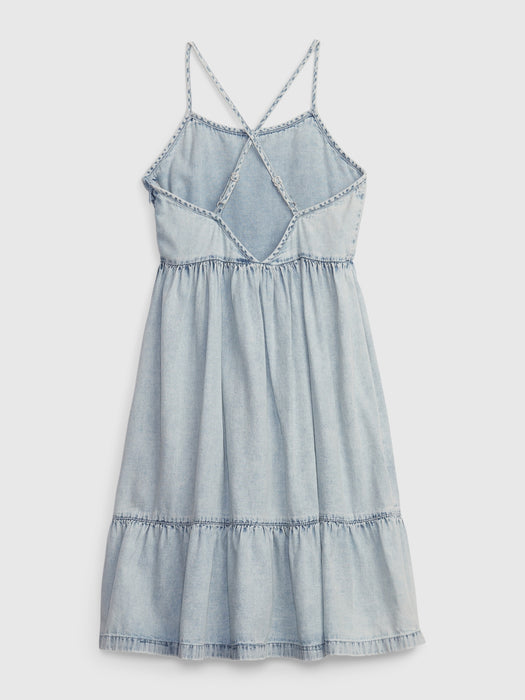 Kids Denim Tiered Dress with Washwell