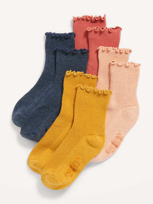 Lettuce-Edge Crew Socks 4-Pack for Toddler Girls & Baby