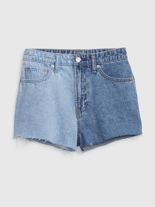 2" Sky High Rise Two-Tone Denim Festival Shorts