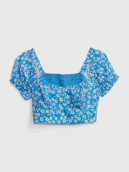 PROJECT GAP 100% Organic Cotton Puff Sleeve Crop Top