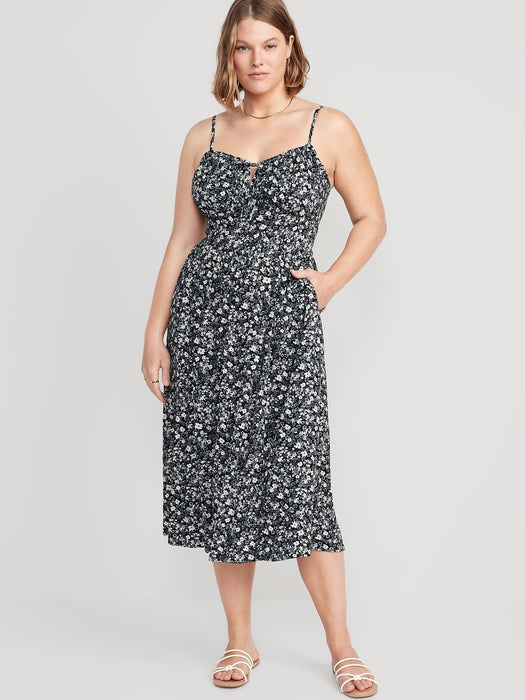 Fit & Flare Sleeveless Floral Midi Dress for Women