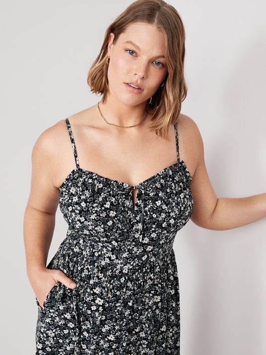 Fit & Flare Sleeveless Floral Midi Dress for Women